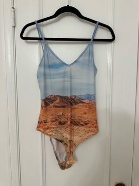 Reserved Light Blue Tie-Dye V-Neck Bodysuit